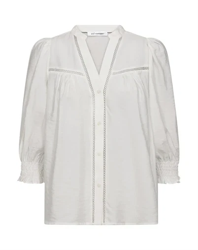 Co' Couture - Callum CC Lace Puff V-Skjorte - White